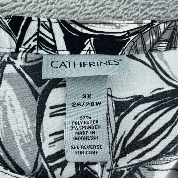 Catherines Womens Plus Size 3X Leaf Print Top With Ruffle Front & 3/4 0751 - Picture 3 of 7